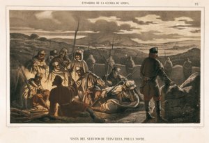 Spanien. Afrikakrieg (1859-1860). Der Grabenservice bei Nacht (Stich)