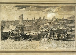 Spanien: Spanischer Erbfolgekrieg (1714). Belagerung von Barcelona (Gravur). von Unbekannter Künstler