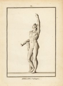Statue des Apollo Coelispex, nackt, mit brennender Fackel von Unbekannt