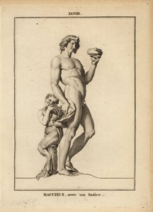 Statue des Bacchus, römischer Gott des Weins, nackt mit einem Satyr von Unbekannt