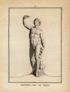 Statue des Bacchus, römischer Gott des Weins, nackt mit einem Satyr von Unbekannt