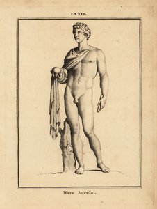 Statue des römischen Kaisers Marcus Aurelius, nackt mit Kugel und Zepter von Unbekannt