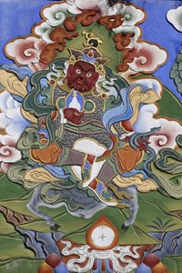 Tempel der Tausend Buddhas Dashang Kagyu Ling Kongregation. Wächter des Tempels, La Boulaye, Frankreich