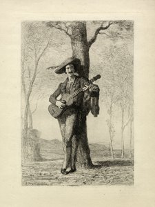 Der Gitarrist, Frankreich, um 1870 (Stich) von Unbekannter Künstler