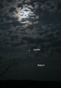 Der Mond, Jupiter und Saturn, 2005 von Unbekannt