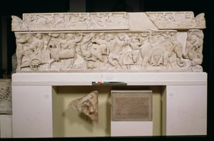 Der Pashley-Sarkophag, Fries zeigt die triumphale Rückkehr des Dionysos aus dem Osten, römisch, aus Arvi auf Kreta, um 125-150 n. Chr. von Unbekannt