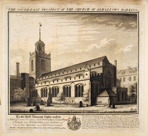 Die Südostansicht der Kirche All Hallows Barking