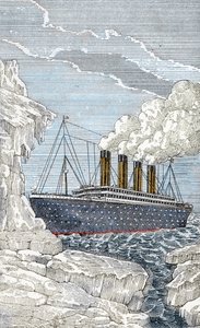 Die Titanic stößt am 14. April auf einen Eisberg von Unbekannter Künstler