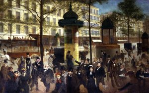 Die Menge auf dem Boulevard des Italiens in Paris, ca. 1900 (Gemälde) von Unbekannter Künstler