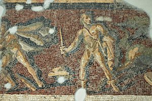 Theaterszene-Mosaik aus Daphne, Türkei