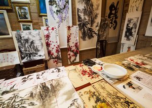Traditionelle chinesische Landschaftsmalereien in Aquarell und Tinte zum Verkauf von Unbekannt