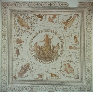 Triumph des Neptun und der vier Jahreszeiten, römisch, aus La Chebba, 4. Jahrhundert n. Chr. (Mosaik)