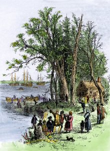 Vereinigte Staaten, Staat Pennsylvania: Ausschiffung von William Penn in der Kolonie Pennsylvania in Philadelphia von Unbekannter Künstler