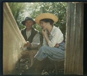 Vendee malerisch: Die Netzstunde, August 1919, Longeville, Frankreich - Autochrome anonym