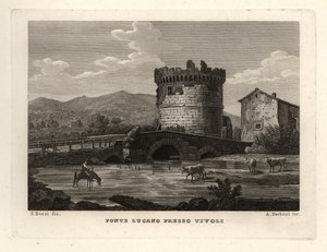 Ansicht der Ponte Lucano Brücke am Anio Fluss nahe Tivoli von Unbekannt