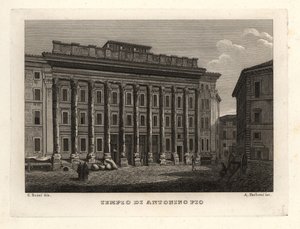 Ansicht des Tempels des Antoninus und der Faustina, Tempio di Antonino Pio, Rom