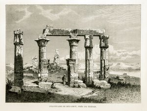 Ansicht der Ruinen des Medamot-Tempels in der Nähe von Theben, Ägypten - Illustration aus dem Atlas von Ägypten