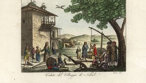 Ansicht des Dorfes Nikali, nahe Larissa, der Hauptstadt von Thessalien, Griechenland von Unbekannt