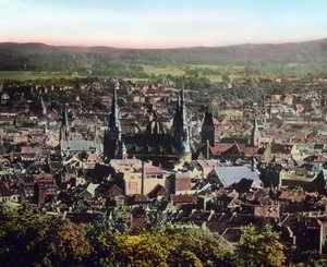 Blick auf die Stadt Aachen mit ihrem Dom im Stadtzentrum