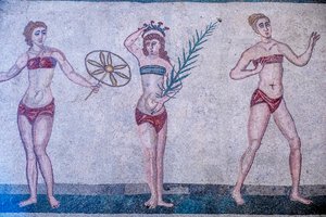 Villa Romana del Casale, Piazza Armerina, Sizilien, Italien. Mosaik