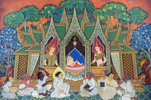Wat Ananda Metyarama Thai-Buddhistischer Tempel. Geburt von Siddhartha Gautama (allgemein bekannt als Buddha), Singapur