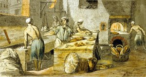 Bäckerei: der Bäcker in der Backstube
