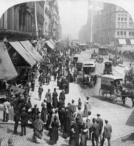 Eine Straßenszene in Chicago, Illinois, USA, 1896