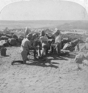 Britische Artillerie im Einsatz, Südafrika, 2. Burenkrieg, 6. Februar 1900