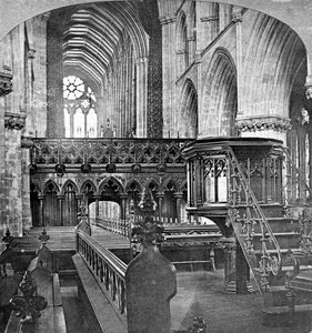 Innenraum der Kathedrale von Glasgow, Schottland, spätes 19. Jahrhundert von Underwood and Underwood