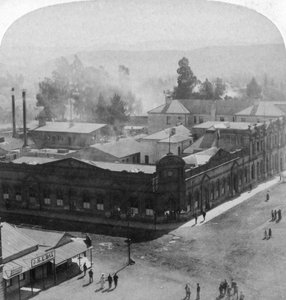 Blick nach Nordwesten auf die Daspoort Range, Pretoria, Südafrika, 1901 von Underwood and Underwood