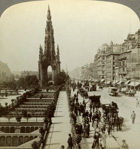 Princes Street und das Scott-Denkmal, Edinburgh, Schottland, ca. späte 19. Jahrhundert