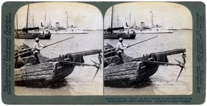 Russisches Kanonenboot Bobre in Neu-Chwang, Mandschurei, Russisch-Japanischer Krieg, 1904 von Underwood and Underwood