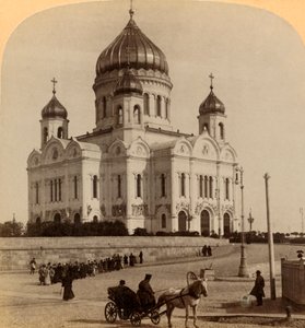 Tempel unseres Erlösers, die größte Kirche in Moskau, Russland, 1898 von Underwood and Underwood
