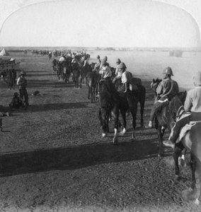 Die 38. Batterie am Modder vor der Teilnahme am Vormarsch von Roberts, Südafrika, Burenkrieg, 1900