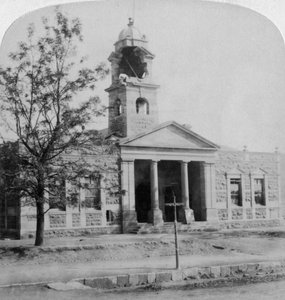 Das Rathaus, von einer Buren-Granate getroffen während der Belagerung, Ladysmith, Südafrika, 1901