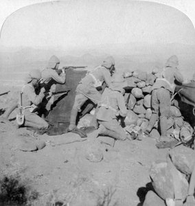 Truppen verteidigen den New Zealand Hill, Slingersfontein, Südafrika, 25. Januar 1900