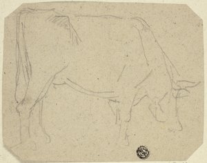 Weidende Kuh (nach rechts gewandt) (recto); Hinterteil eines Pferdes (verso) von Unknown