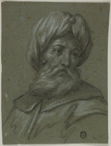 Kopf eines alten Mannes mit Turban und Bart