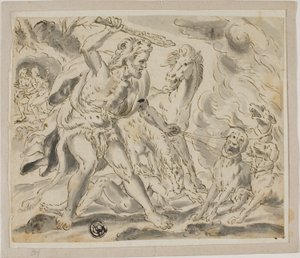 Herkules, Cerberus und die Stuten des Diomedes von Unknown