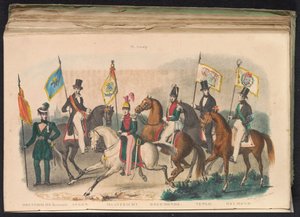 Kostüme und Fahnen der Ehrenwachen von Drenthe, Assen, Maastricht, Roermond, Venlo und Helmond, 1840-1842 von Unknown