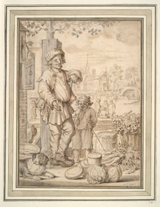 Bauer und Kind auf dem Markt