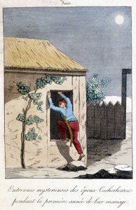 1811 Diagramm, das die geheimnisvollen Interviews der Ehepartner von Tscherkessen im ersten Jahr ihrer Ehe illustriert (Asien)