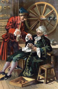 Ein Lunetier (Optiker - Brillenhersteller) im Jahr 1745.