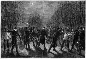 Eine Prügelei mit Kriminellen im Bois de Boulogne in Paris im Jahr 1883