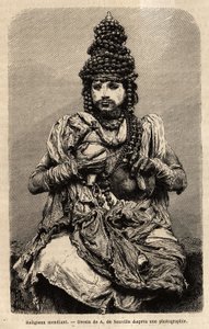 Ein bettelnder Mönch. Gravur zur Illustration der Reise in die südlichen Provinzen Indiens, von Alfred Grandidier, 1862-1864, veröffentlicht in "le tour du monde", unter der Leitung von Edouard Charton, Hachette, Paris 1869. Selva-Sammlung von Unknown artist