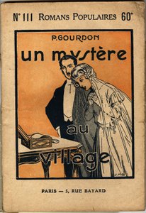 Ein junges Brautpaar entdeckt einen Brief, der die Frau erfreut, aber den Mann sehr überrascht. Titelillustration für den populären Roman "Un mystère au village" von P. Gourdon, Edition Bonne Presse, Paris 1923. Sammlung Selva von Unknown Artist