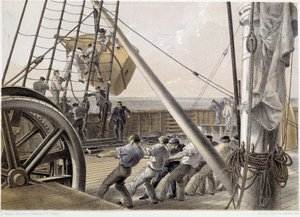 Eine große Punktboje wurde am 2. August 1858 gezeichnet - in „The Atlantic telegraph“ von W. H. Russel, ca. 1860