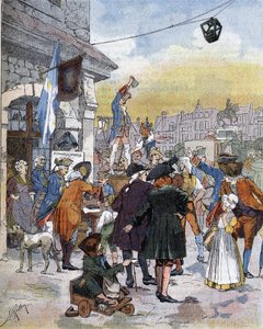 Eine Rekrutierungsszene im 18. Jahrhundert, eine Illustration des späten 19. Jahrhunderts.