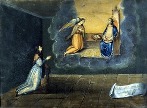 Eine junge Frau betet. Ex Voto aus dem Heiligtum der Madonna delle Grazie in Monza. 1833