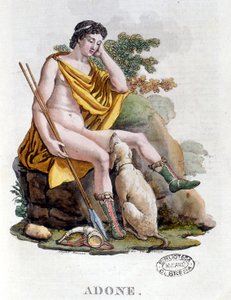 Adonis. Griechischer Gott phönizischen Ursprungs. 19. Jahrhundert Gravur. Biblioteca nazionale Braidense. Mailand von Unknown artist